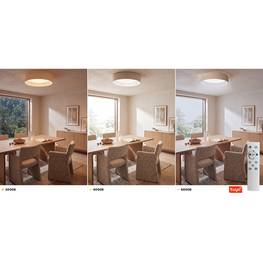 Brilagi - LED Stmívatelné stropní svítidlo VELVET SMARTIX LED/24W/230V 3000-6000K pr. 45 cm krémová Wi-Fi Tuya Beacon + dálkové ovládání