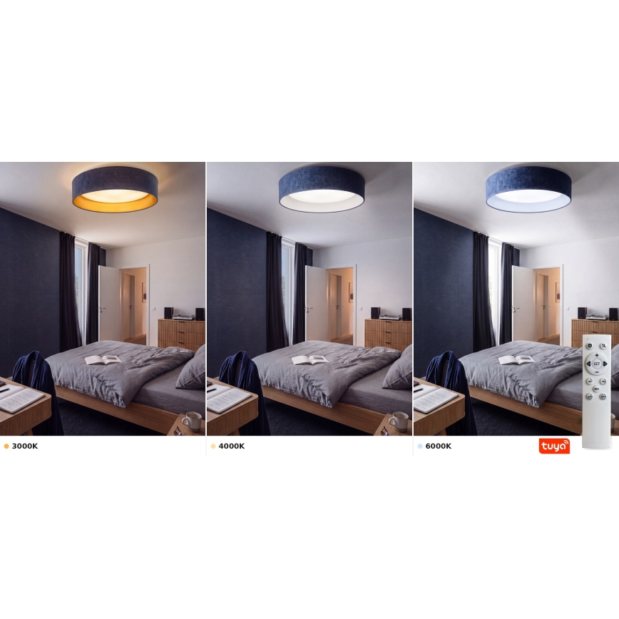 Brilagi - LED Stmívatelné stropní svítidlo VELVET SMARTIX LED/24W/230V 3000-6000K pr. 45 cm modrá Wi-Fi Tuya Beacon + dálkové ovládání