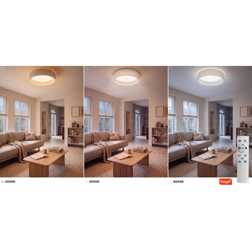 Brilagi - LED Stmívatelné stropní svítidlo VELVET SMARTIX LED/36W/230V 3000-6000K pr. 55 cm krémová Wi-Fi Tuya Beacon + dálkové ovládání