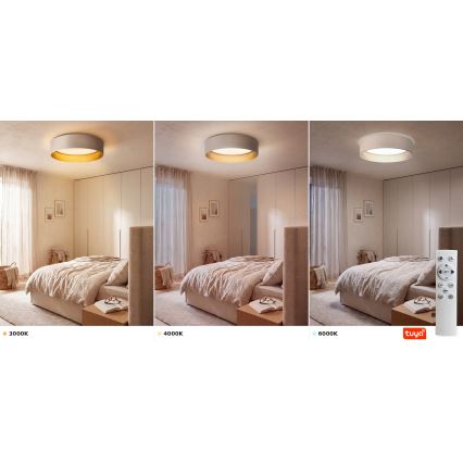 BRILAGI - LED Stmívatelné stropní svítidlo VELVET SMARTIX LED/36W/230V 3000-6000K pr. 55 cm krémová/zlatá Wi-Fi Tuya Beacon + dálkové ovládání