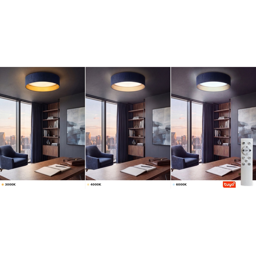 BRILAGI - LED Stmívatelné stropní svítidlo VELVET SMARTIX LED/36W/230V 3000-6000K pr. 55 cm modrá/zlatá Wi-Fi Tuya Beacon + dálkové ovládání