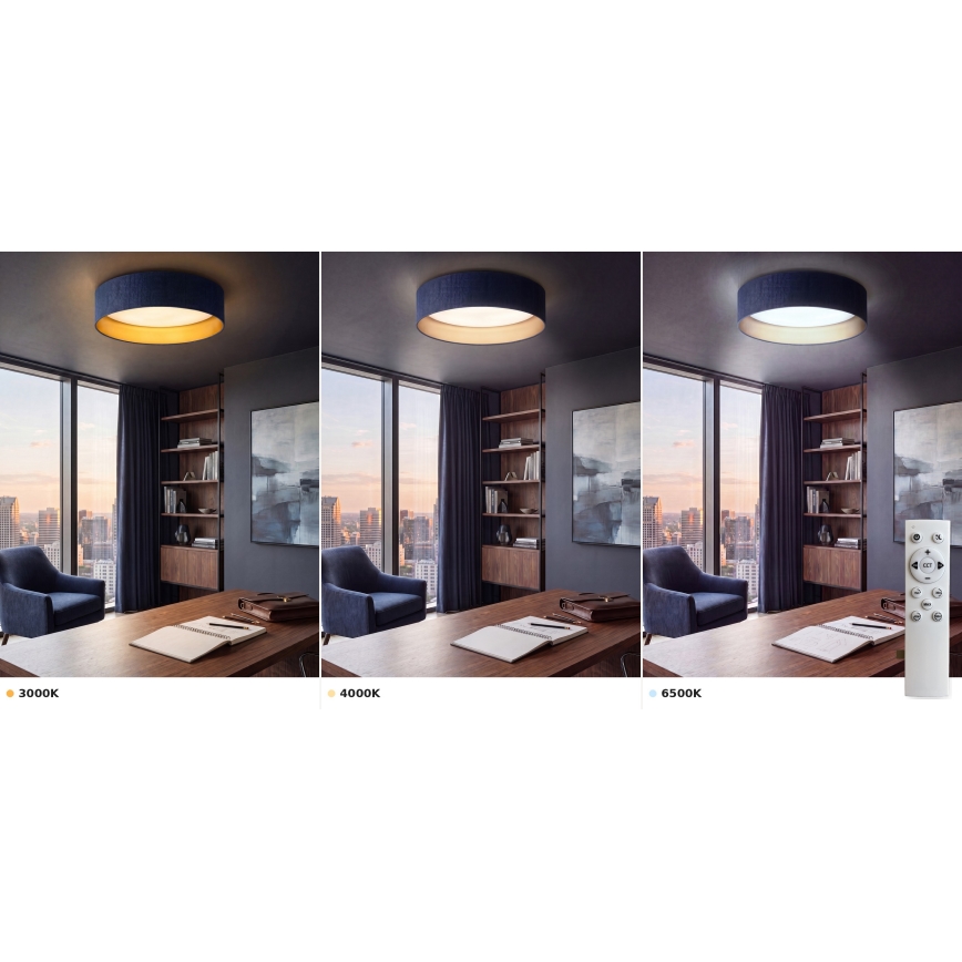 Brilagi - LED Stmívatelné stropní svítidlo VELVET SMART VARI LED/24W/230V 3000-6500K pr. 45 cm modrá/zlatá + dálkové ovládání