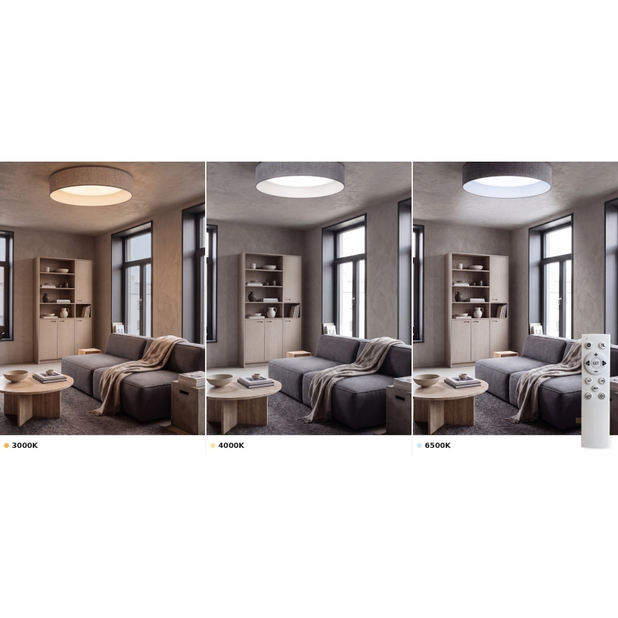Brilagi - LED Stmívatelné stropní svítidlo VELVET SMART VARI LED/24W/230V 3000-6500K pr. 45 cm šedá + dálkové ovládání