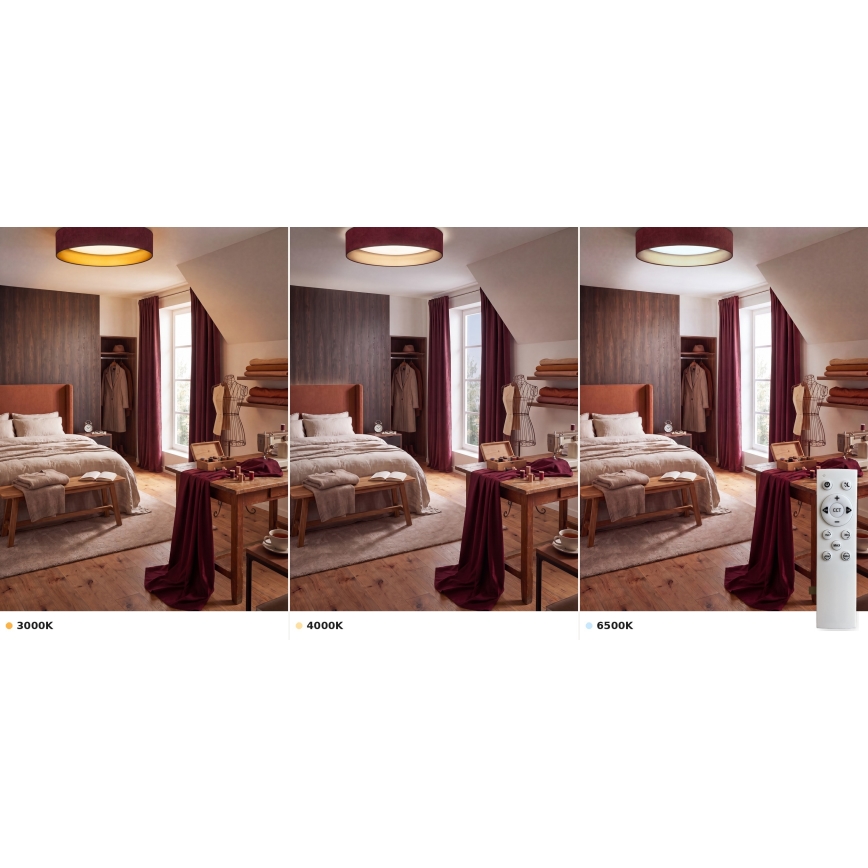 Brilagi - LED Stmívatelné stropní svítidlo VELVET SMART VARI LED/24W/230V 3000-6500K pr. 45 cm vínová/zlatá + dálkové ovládání