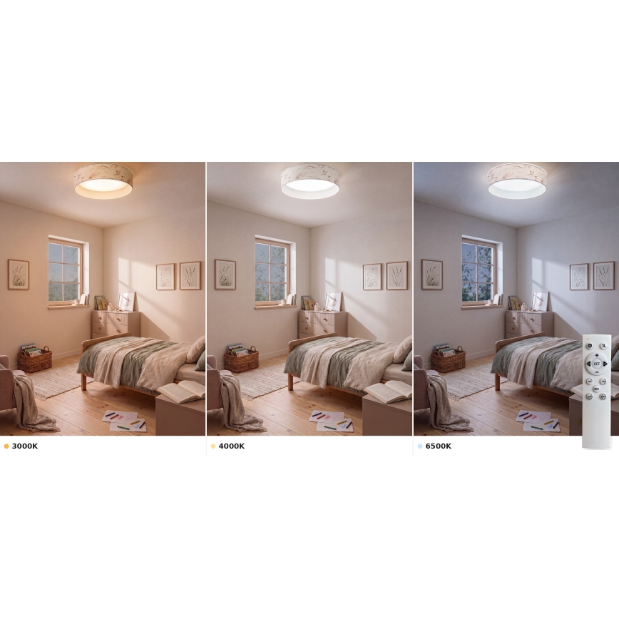 BRILAGI - LED Stmívatelné stropní svítidlo VELVET SMART VARI LED/36W/230V 3000-6500K pr. 55 cm bílá/květiny + dálkové ovládání