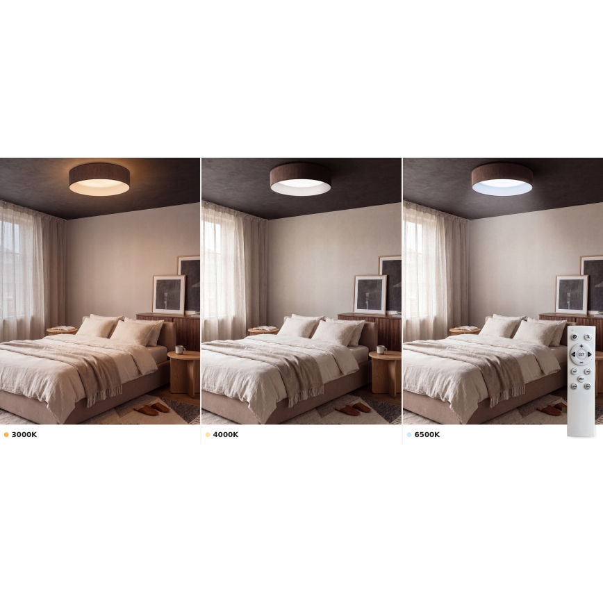 Brilagi - LED Stmívatelné stropní svítidlo VELVET SMART VARI LED/36W/230V 3000-6500K pr. 55 cm hnědá + dálkové ovládání
