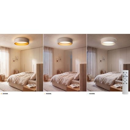 Brilagi - LED Stmívatelné stropní svítidlo VELVET SMART VARI LED/36W/230V 3000-6500K pr. 55 cm krémová/zlatá + dálkové ovládání