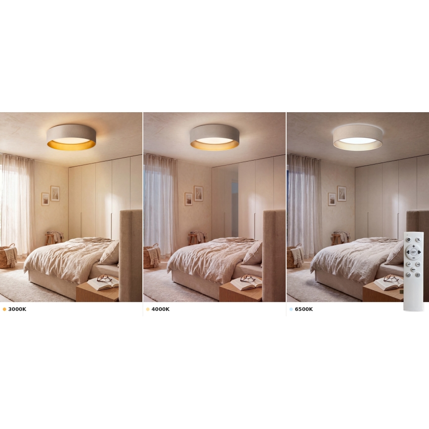 Brilagi - LED Stmívatelné stropní svítidlo VELVET SMART VARI LED/36W/230V 3000-6500K pr. 55 cm krémová/zlatá + dálkové ovládání