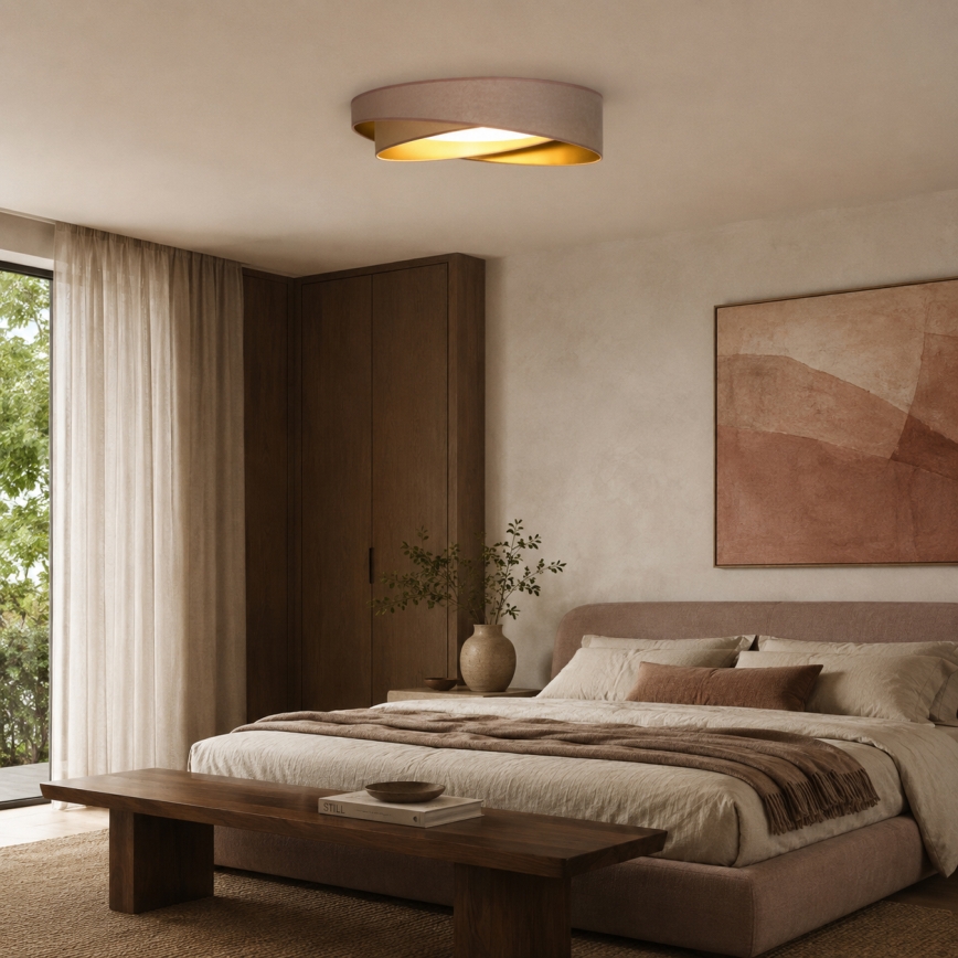 BRILAGI - LED Stmívatelné stropní svítidlo VELVET TWIST LED/36W/230V 3000-6000K pr. 65 cm Wi-Fi Tuya Beacon béžová/zlatá + dálkové ovládání