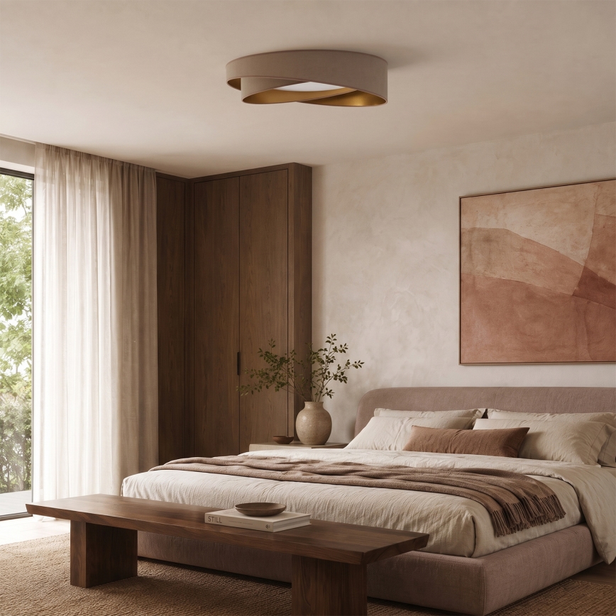 BRILAGI - LED Stmívatelné stropní svítidlo VELVET TWIST LED/36W/230V 3000-6000K pr. 65 cm Wi-Fi Tuya Beacon béžová/zlatá + dálkové ovládání