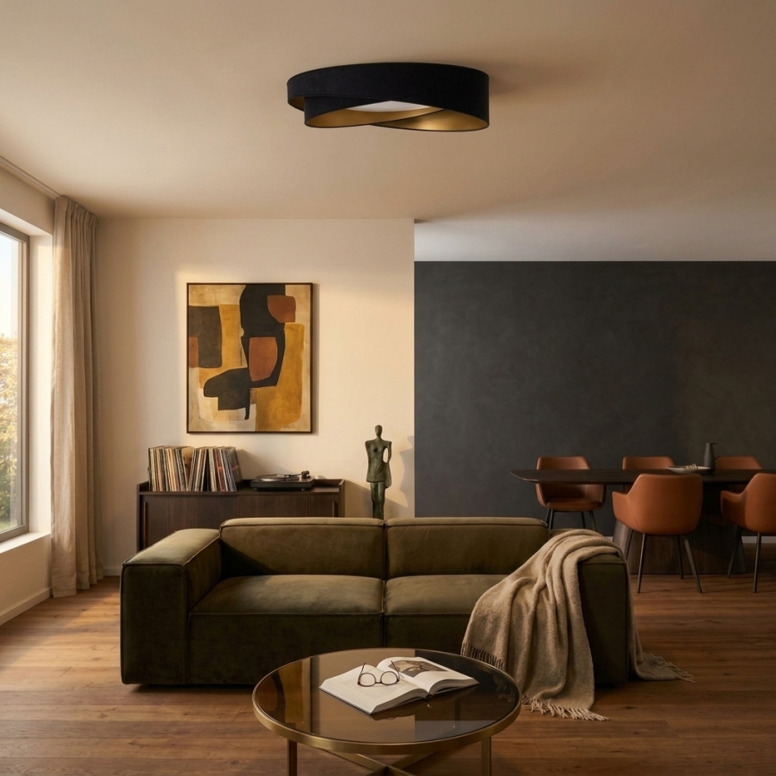 BRILAGI - LED Stmívatelné stropní svítidlo VELVET TWIST LED/36W/230V 3000-6000K pr. 65 cm Wi-Fi Tuya Beacon černá/zlatá + dálkové ovládání
