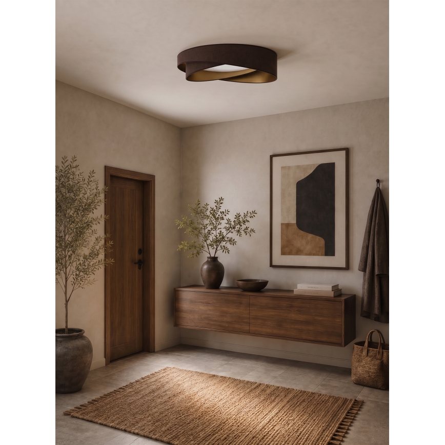 BRILAGI - LED Stmívatelné stropní svítidlo VELVET TWIST LED/36W/230V 3000-6000K pr. 65 cm Wi-Fi Tuya Beacon hnědá/zlatá + dálkové ovládání