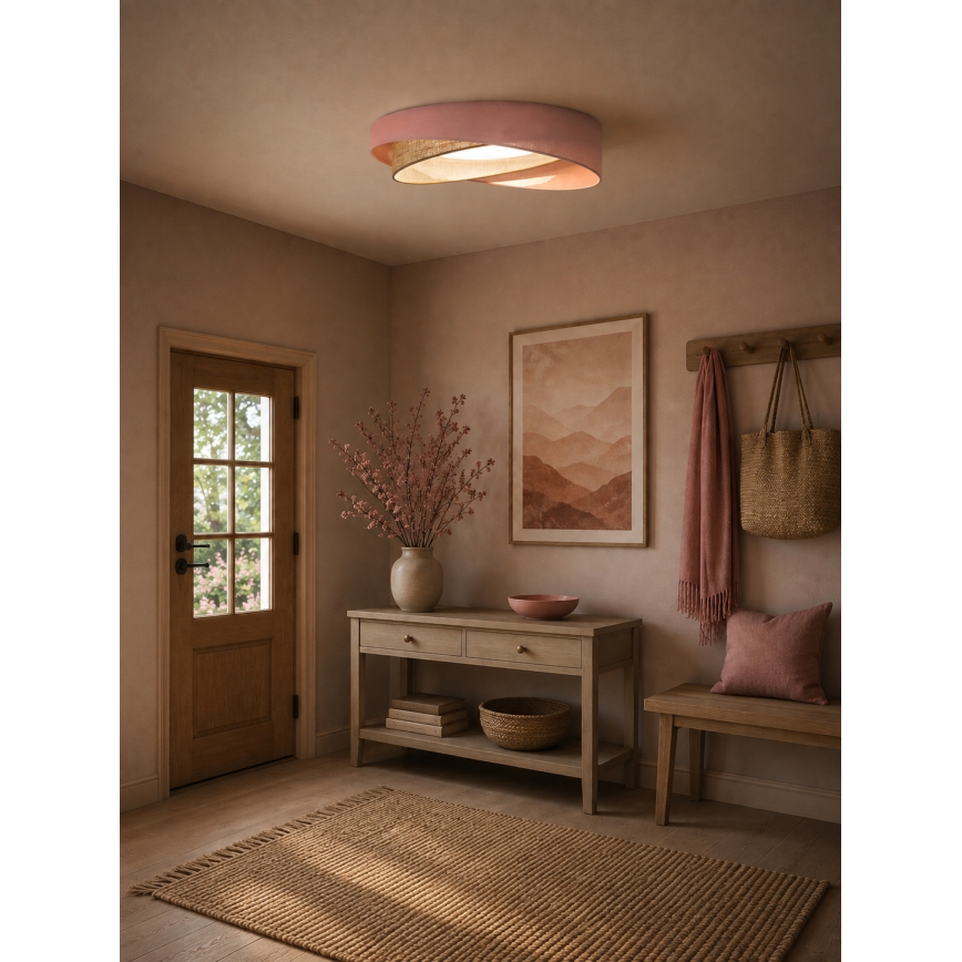 BRILAGI - LED Stmívatelné stropní svítidlo VELVET TWIST LED/36W/230V 3000-6000K pr. 65 cm Wi-Fi Tuya Beacon růžová/béžová + dálkové ovládání