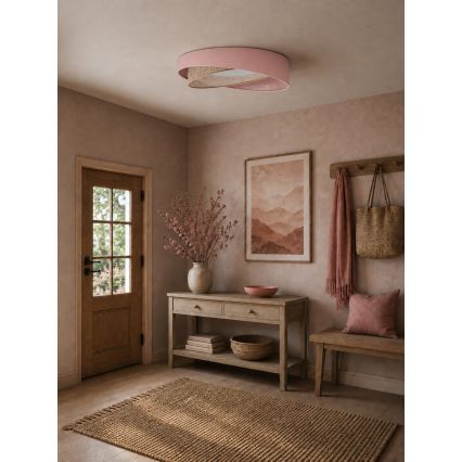 BRILAGI - LED Stmívatelné stropní svítidlo VELVET TWIST LED/36W/230V 3000-6000K pr. 65 cm Wi-Fi Tuya Beacon růžová/béžová + dálkové ovládání
