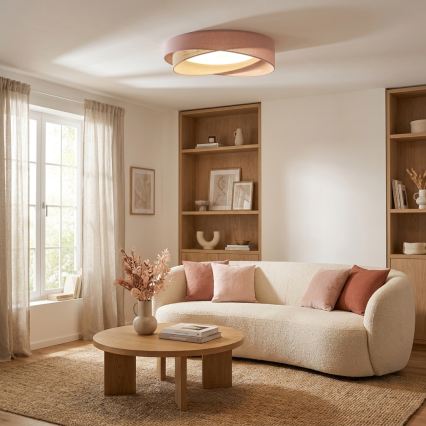 BRILAGI - LED Stmívatelné stropní svítidlo VELVET TWIST LED/36W/230V 3000-6000K pr. 65 cm Wi-Fi Tuya Beacon růžová/béžová + dálkové ovládání