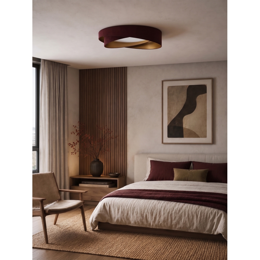 BRILAGI - LED Stmívatelné stropní svítidlo VELVET TWIST LED/36W/230V 3000-6000K pr. 65 cm Wi-Fi Tuya Beacon vínová/zlatá + dálkové ovládání