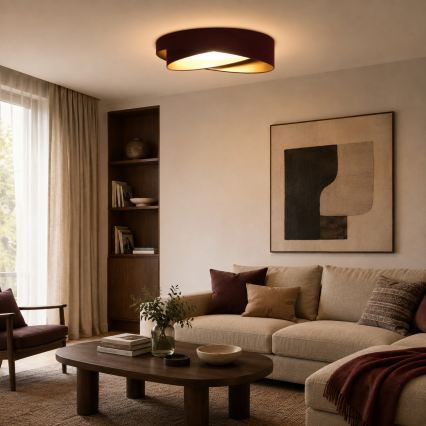 BRILAGI - LED Stmívatelné stropní svítidlo VELVET TWIST LED/36W/230V 3000-6000K pr. 65 cm Wi-Fi Tuya Beacon vínová/zlatá + dálkové ovládání