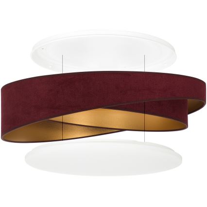 BRILAGI - LED Stmívatelné stropní svítidlo VELVET TWIST LED/36W/230V 3000-6000K pr. 65 cm Wi-Fi Tuya Beacon vínová/zlatá + dálkové ovládání