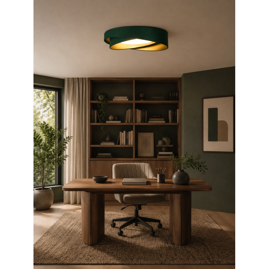 BRILAGI - LED Stmívatelné stropní svítidlo VELVET TWIST LED/36W/230V 3000-6000K pr. 65 cm Wi-Fi Tuya Beacon zelená/zlatá + dálkové ovládání