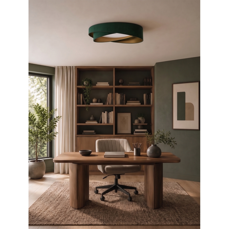 BRILAGI - LED Stmívatelné stropní svítidlo VELVET TWIST LED/36W/230V 3000-6000K pr. 65 cm Wi-Fi Tuya Beacon zelená/zlatá + dálkové ovládání