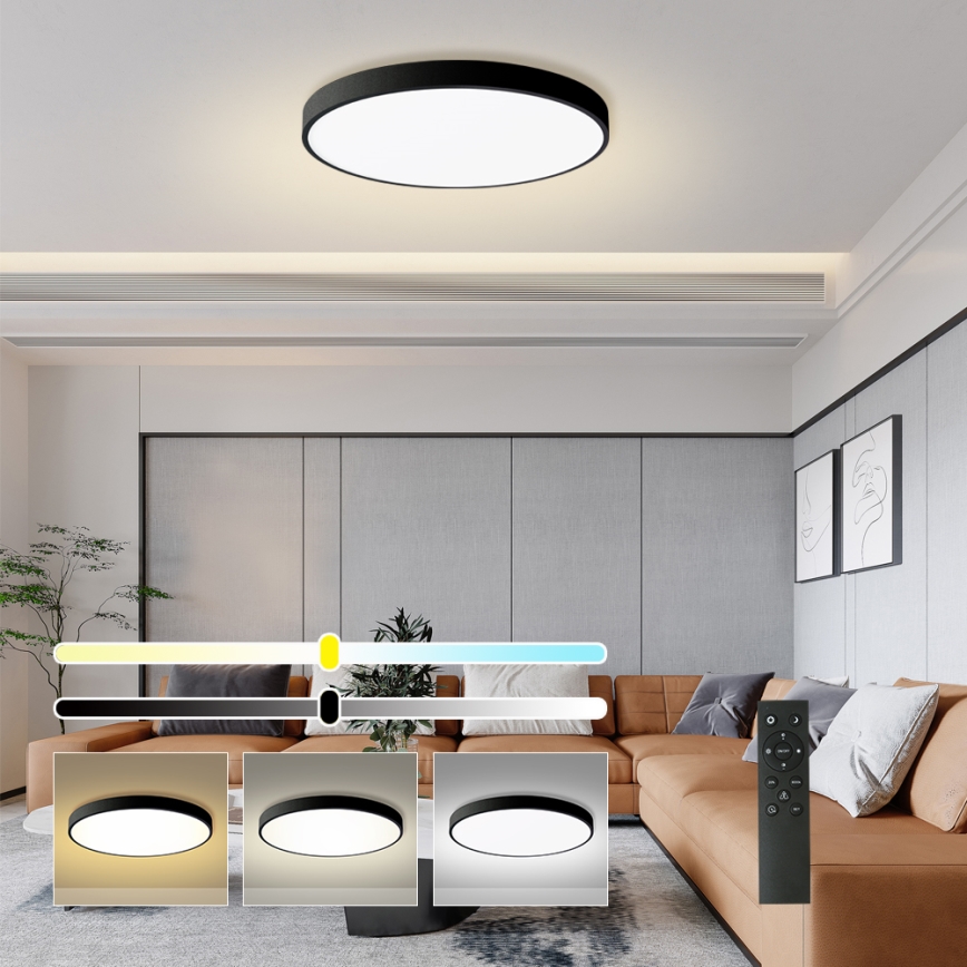 Brilagi - LED Stmívatelné stropní svítidlo POOL SMART LED/100W/230V 3000-6000K pr. 80 cm Wi-Fi Tuya černá + dálkové ovládání