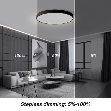 Brilagi - LED Stmívatelné stropní svítidlo POOL SMART LED/100W/230V 3000-6000K pr. 80 cm Wi-Fi Tuya černá + dálkové ovládání