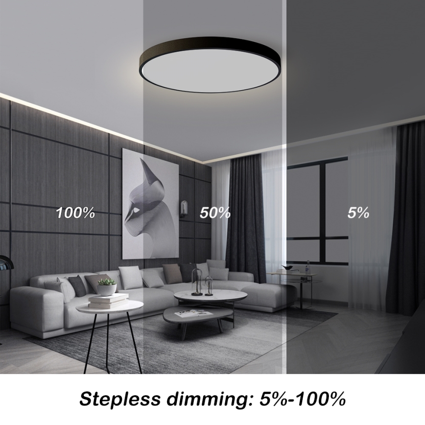 Brilagi - LED Stmívatelné stropní svítidlo POOL SMART LED/100W/230V 3000-6000K pr. 80 cm Wi-Fi Tuya černá + dálkové ovládání