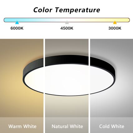 Brilagi - LED Stmívatelné stropní svítidlo POOL SMART LED/100W/230V 3000-6000K pr. 80 cm Wi-Fi Tuya černá + dálkové ovládání