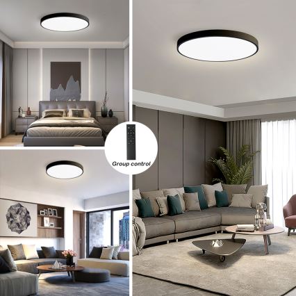 Brilagi - LED Stmívatelné stropní svítidlo POOL SMART LED/100W/230V 3000-6000K pr. 80 cm Wi-Fi Tuya černá + dálkové ovládání
