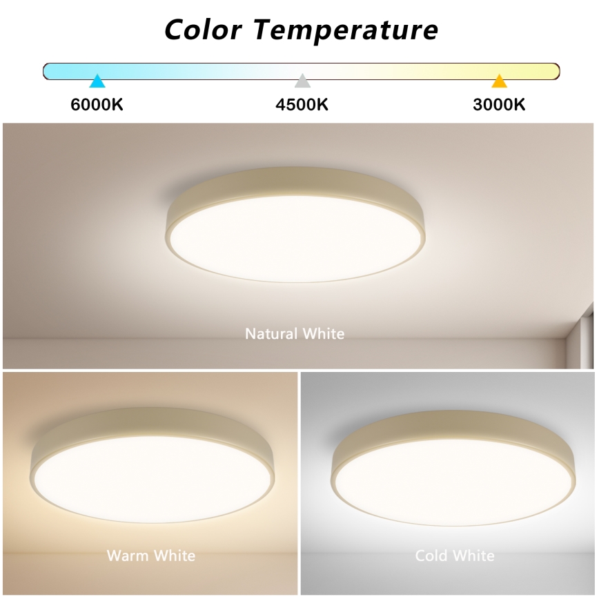Brilagi - LED Stmívatelné stropní svítidlo POOL SMART LED/48W/230V 3000-6000K pr. 40 cm Wi-Fi Tuya béžová + dálkové ovládání