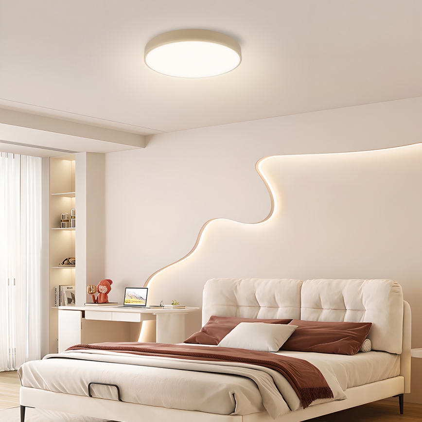 Brilagi - LED Stmívatelné stropní svítidlo POOL SMART LED/48W/230V 3000-6000K pr. 40 cm Wi-Fi Tuya béžová + dálkové ovládání
