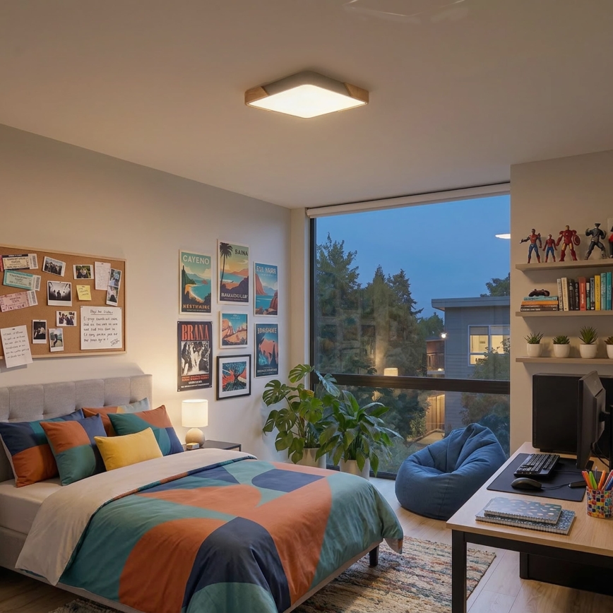 BRILAGI - LED Stmívatelné stropní svítidlo PILANA SQUARE LED/48W/230V 3000-6500K dub/béžová 42x42 cm + dálkové ovládání