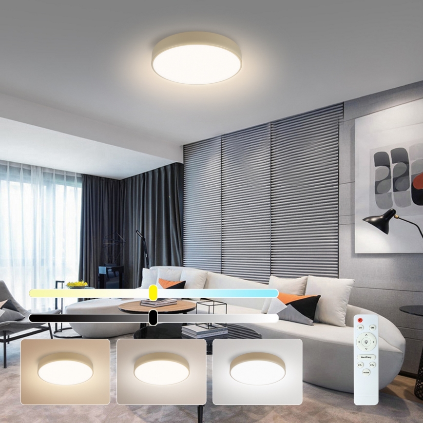 Brilagi - LED Stmívatelné stropní svítidlo POOL LED/36W/230V 3000-6000K pr. 30 cm béžová + dálkové ovládání