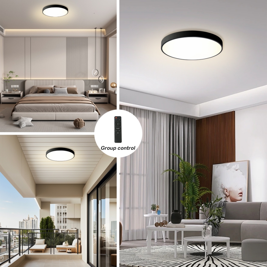 Brilagi - LED Stmívatelné stropní svítidlo POOL LED/60W/230V 3000-6000K pr. 60 cm černá + dálkové ovládání