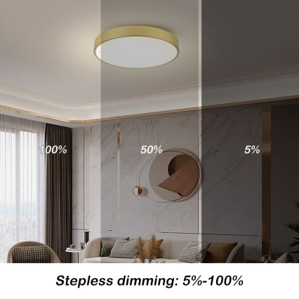 Brilagi - LED Stmívatelné stropní svítidlo POOL LED/60W/230V 3000-6000K pr. 60 cm zlatá + dálkové ovládání
