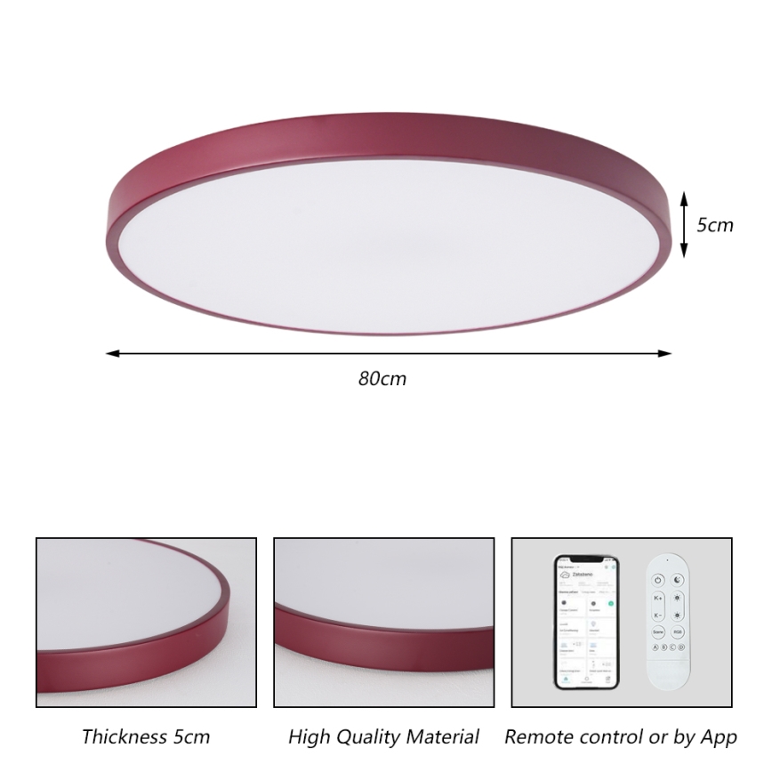 Brilagi - LED Stmívatelné svítidlo POOL SMART LED/100W/230V pr. 80 cm Wi-Fi Tuya + dálkové ovládání burgundy