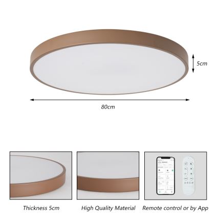 Brilagi - LED Stmívatelné svítidlo POOL SMART LED/100W/230V pr. 80 cm Wi-Fi Tuya + dálkové ovládání hnědá