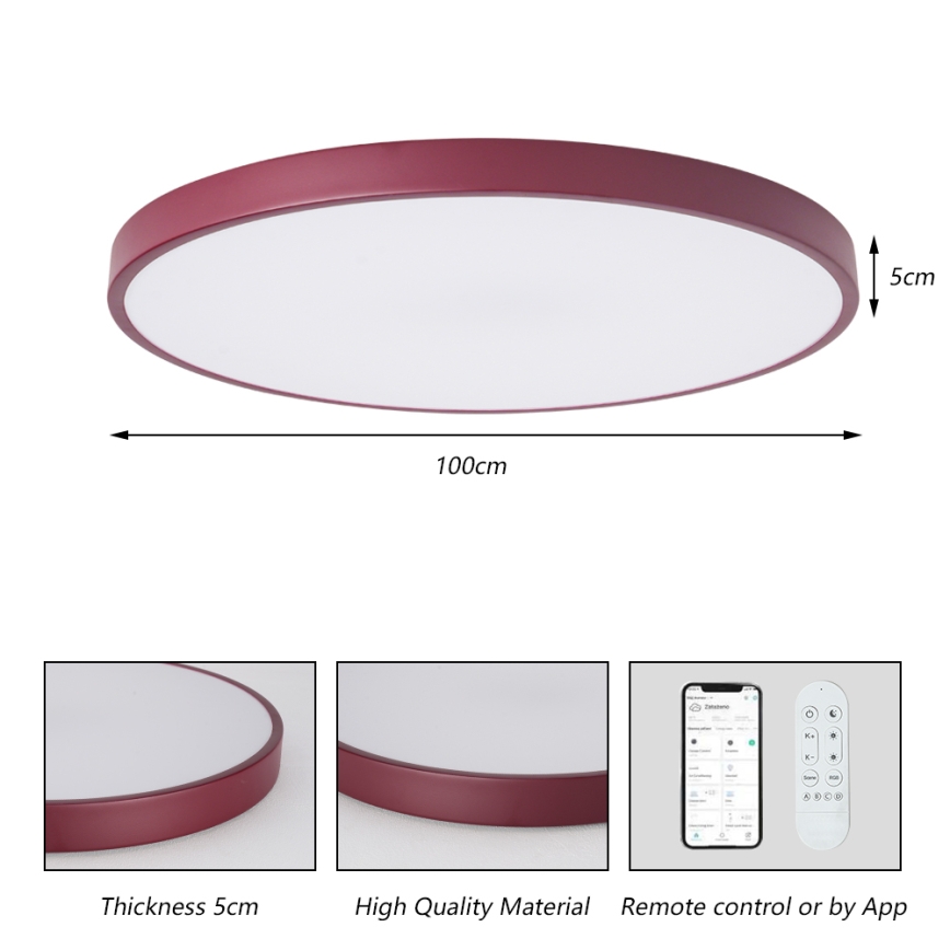 Brilagi - LED Stmívatelné svítidlo POOL SMART LED/128W/230V pr. 100 cm Wi-Fi Tuya + dálkové ovládání burgundy