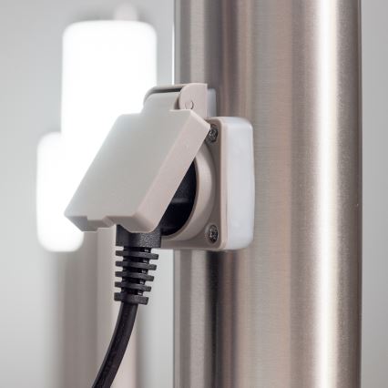 BRILAGI - LED Stmívatelná venkovní lampa se zásuvkou ELIA 1xE27/6W/230V 2700-6500K IP44 Wi-Fi 50 cm matný chrom