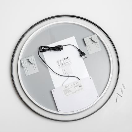 Brilagi - LED Stmívatelné koupelnové vyhřívané zrcadlo s podsvícením ALU PRO LED/18W/230V pr. 60 cm 3000/4000/6500K IP44 černá