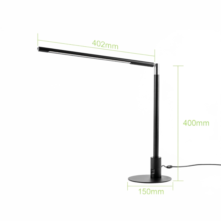 Brilagi - LED Stmívatelná dotyková stolní lampa s USB porty VARIO LED/7W/230V 3000-6500K CRI 96 černá