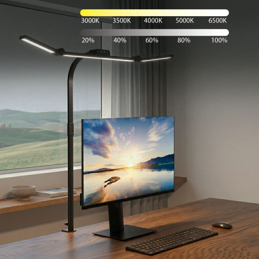 Brilagi - LED Stmívatelná dotyková stolní lampa s klipem VARIO LED/24W/230V 3000-6500K CRI 92 černá