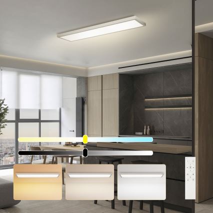 Brilagi - LED Stmívatelné koupelnové stropní svítidlo FRAME SMART LED/50W/230V 120x30 cm 3000-6000K IP44 stříbrná + dálkové ovládání