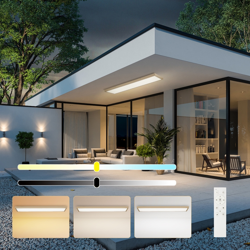 Brilagi - LED Stmívatelné koupelnové stropní svítidlo FRAME SMART LED/50W/230V 120x30 cm 3000-6000K IP44 béžová + dálkové ovládání