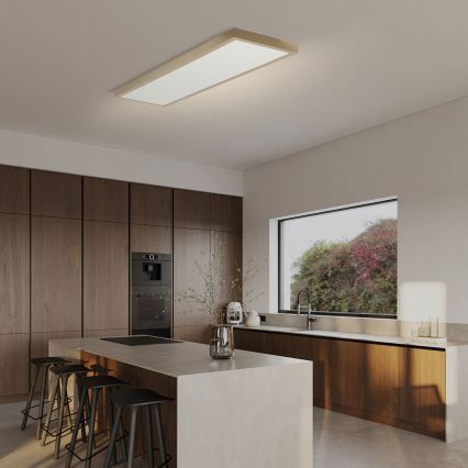 Brilagi - LED Stmívatelné koupelnové stropní svítidlo FRAME SMART LED/50W/230V 120x30 cm 3000-6000K IP44 béžová + dálkové ovládání