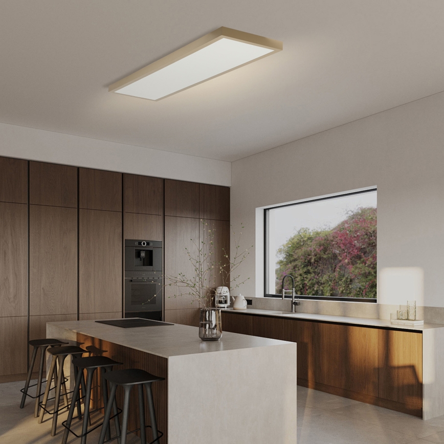Brilagi - LED Stmívatelné koupelnové stropní svítidlo FRAME SMART LED/50W/230V 120x30 cm 3000-6000K IP44 béžová + dálkové ovládání