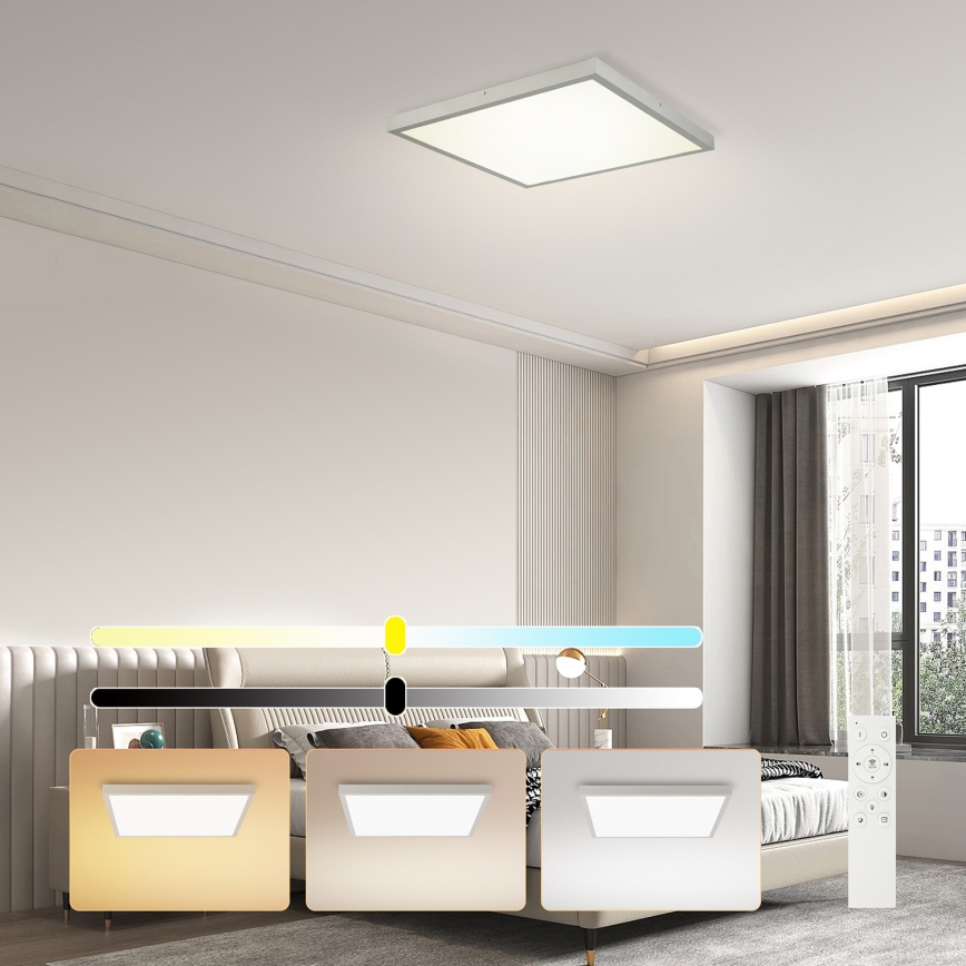 Brilagi - LED Stmívatelné koupelnové stropní svítidlo FRAME SMART LED/50W/230V 60x60 cm 3000-6000K IP44 stříbrná + dálkové ovládání