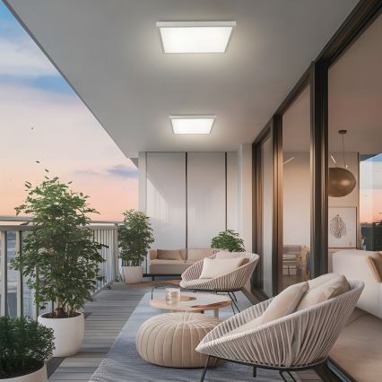 Brilagi - LED Stmívatelné koupelnové stropní svítidlo FRAME SMART LED/50W/230V 60x60 cm 3000-6000K IP44 stříbrná + dálkové ovládání
