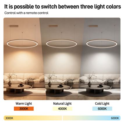 Brilagi - LED Stmívatelný lustr na lanku PORTOFINO LED/60W/230V 3000-6000K pr. 80 cm béžová + dálkové ovládání