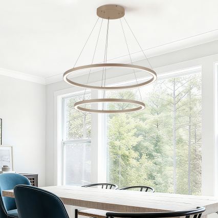BRILAGI - LED Stmívatelný lustr na lanku PORTOFINO LED/98W/230V 3000-6000K pr. 80 cm béžová + dálkové ovládání